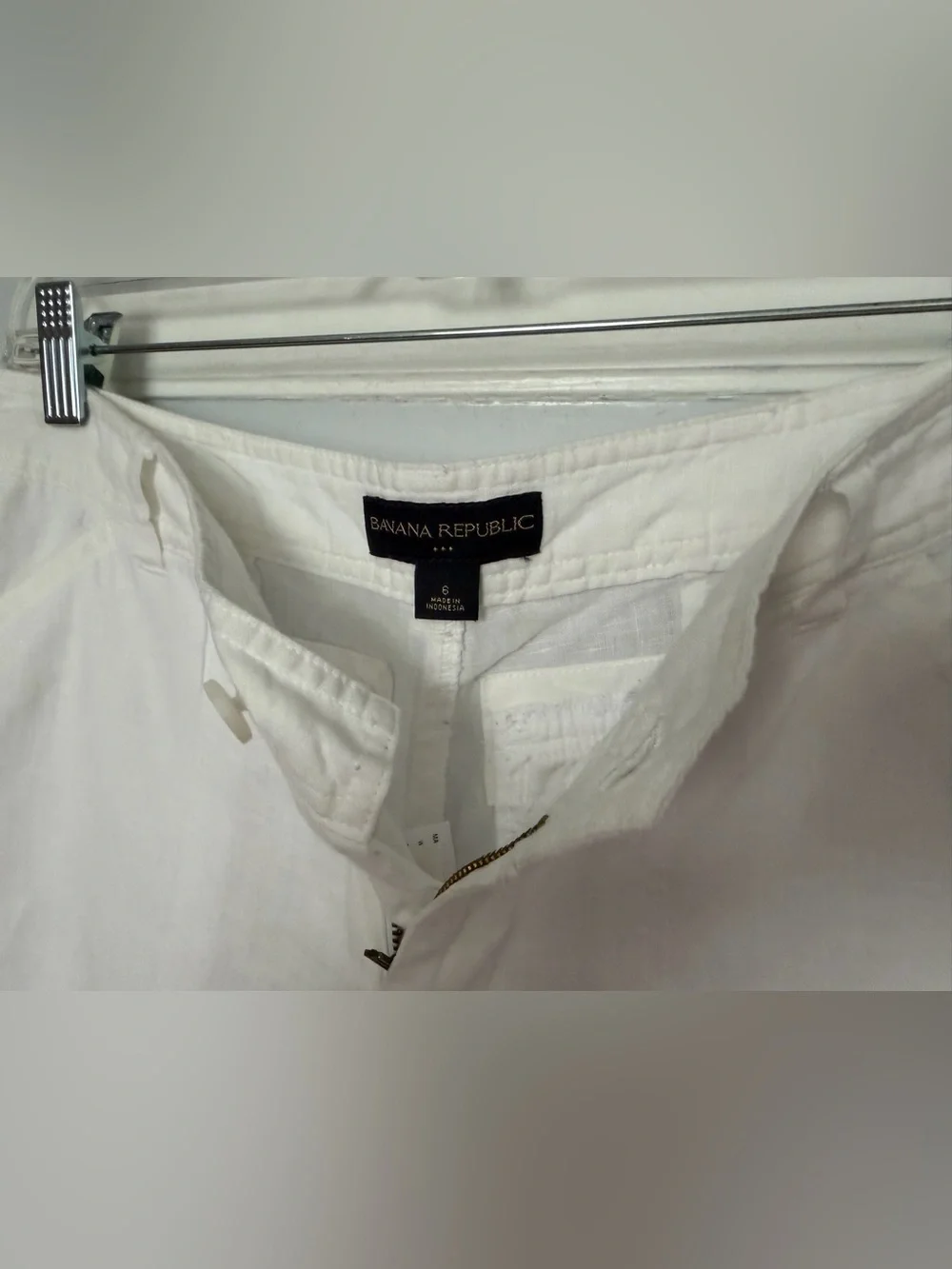 Banana Republic White Women’s Cargo Linen Capri Pants